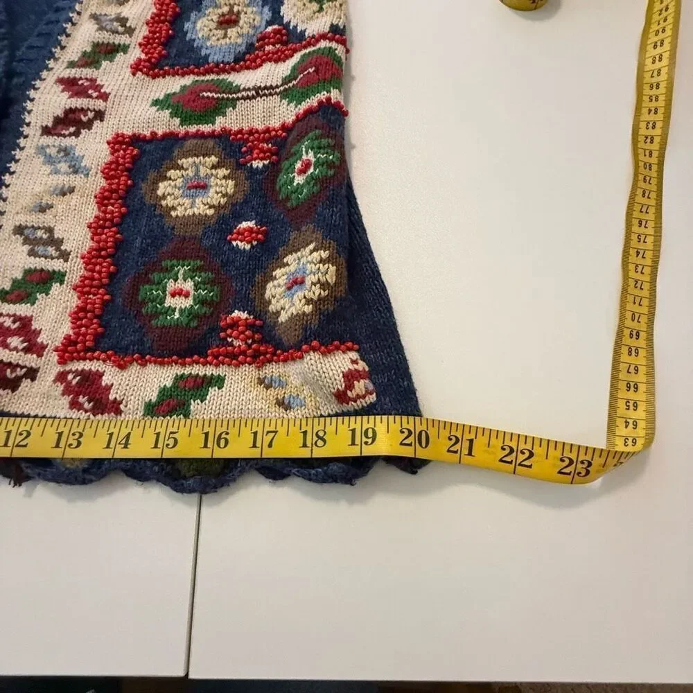 Vintage Cambridge Dry Goods Country Store Beaded Navajo Sweater Vest Sz S